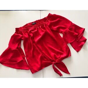 Express Red Blouse Bell long length sleeve Size XXS Top